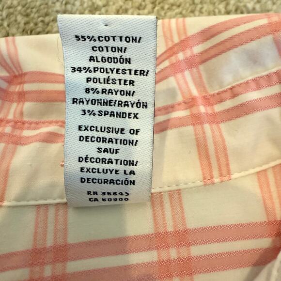 EUC Izod medium plaid check button front top blouse TB2 2339 - Picture 4 of 11